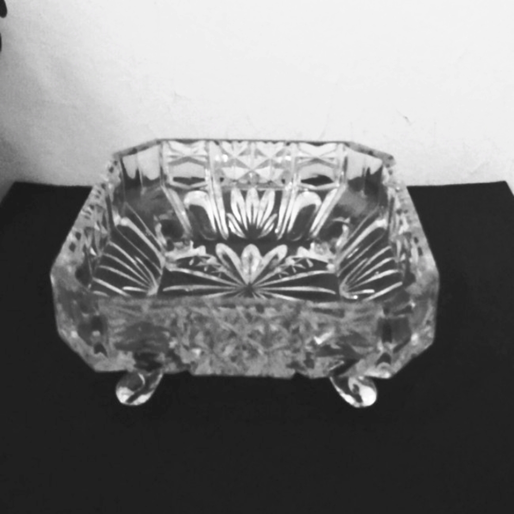 Cut crystal candy dish